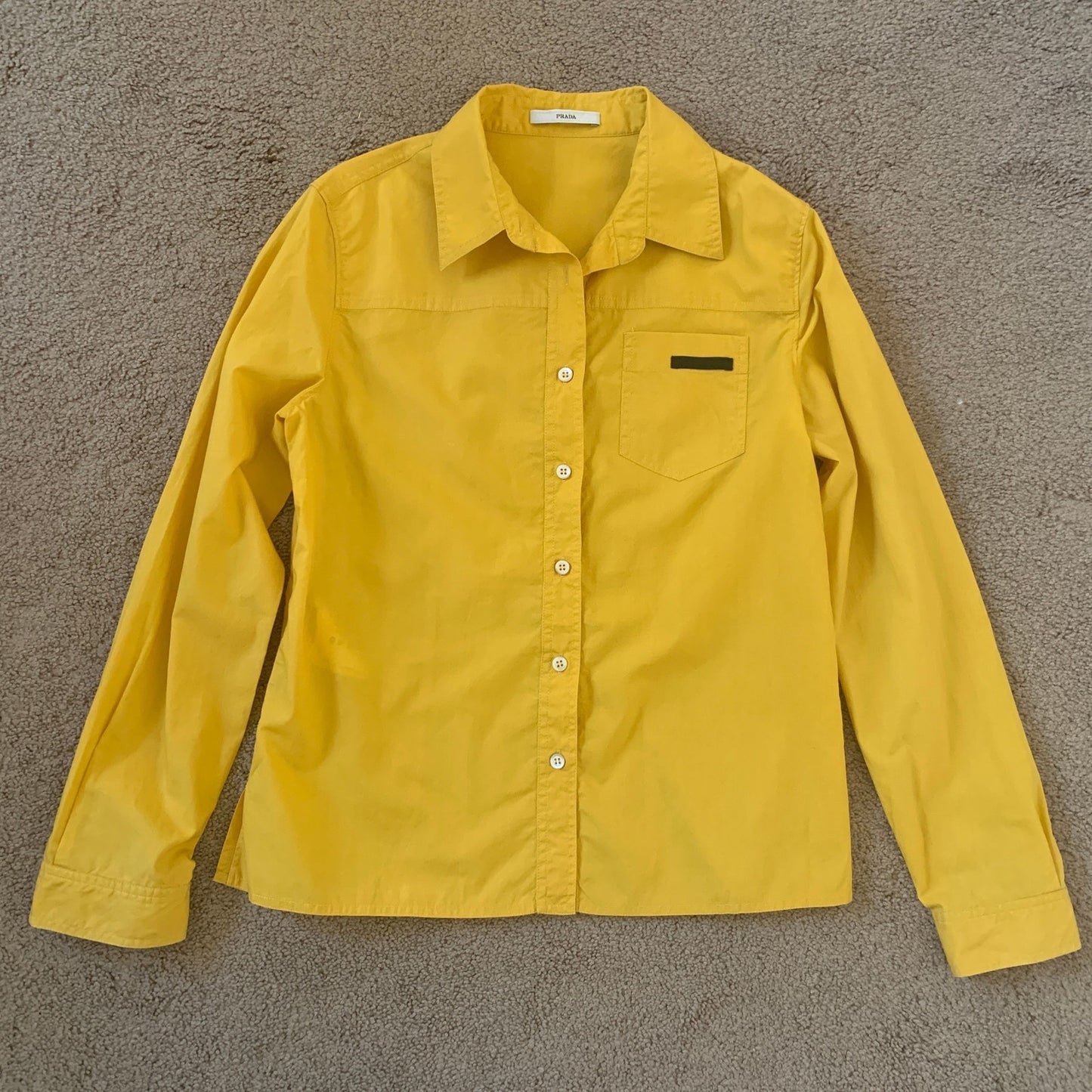 P1003 Prada women's mustard yellow cotton shirt