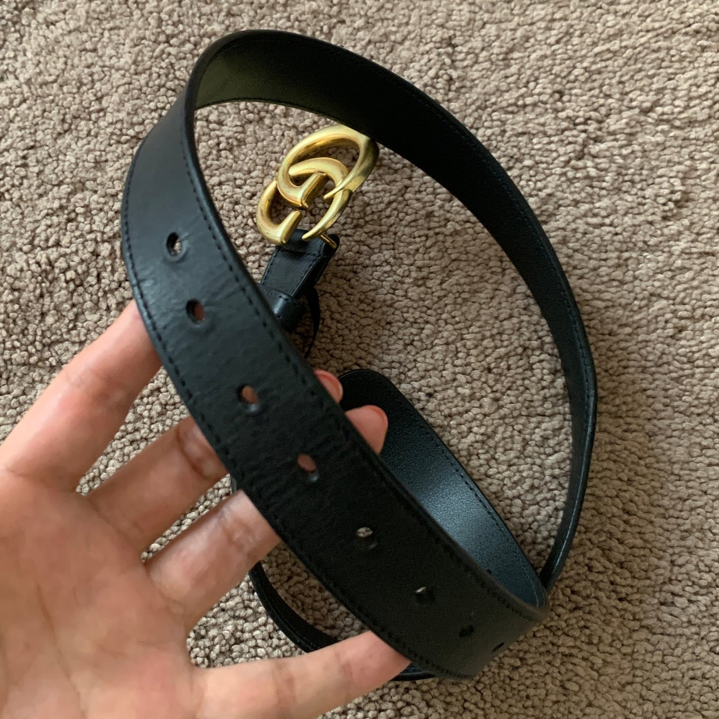 Authentic Gucci unisex GG marmont black leather belt