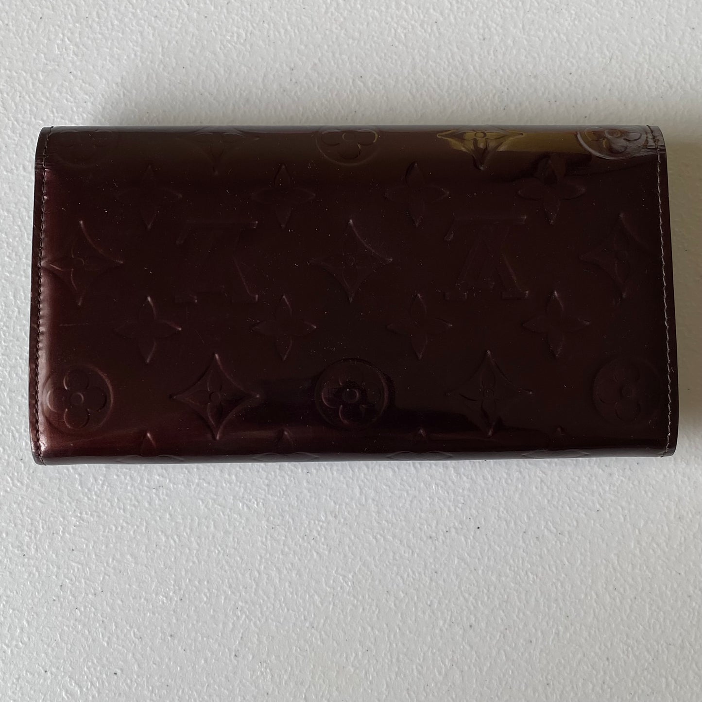 Louis Vuitton armarante vernis Sarah long wallet th2097 authentic with coa box dusty