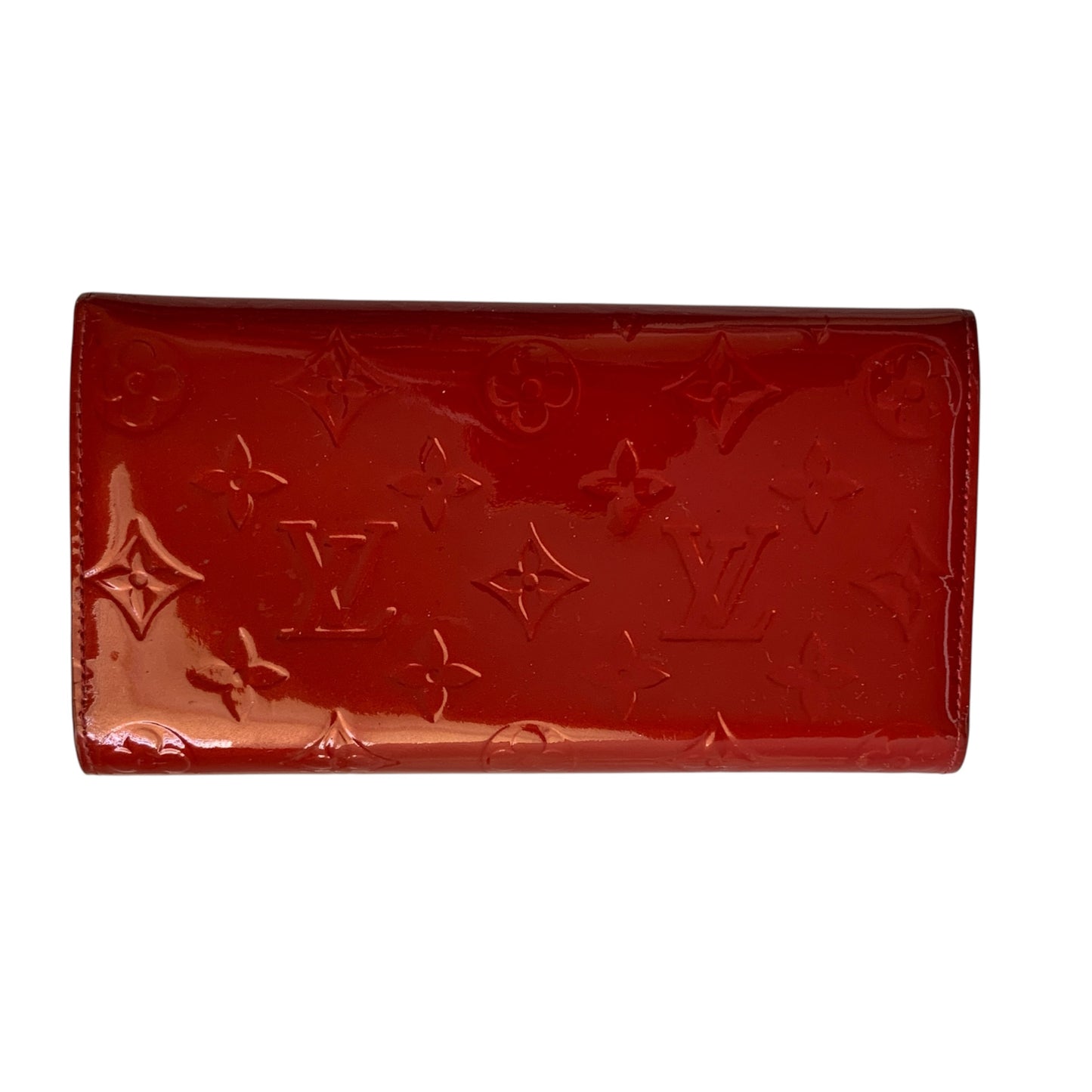 Louis Vuitton red Vernis monogram long wallet th2047 authentic with COA