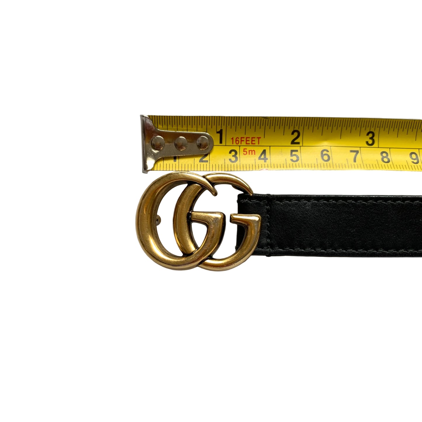 Gucci GG buckle black leather belt Authentic with COA size 85cm 34 inch