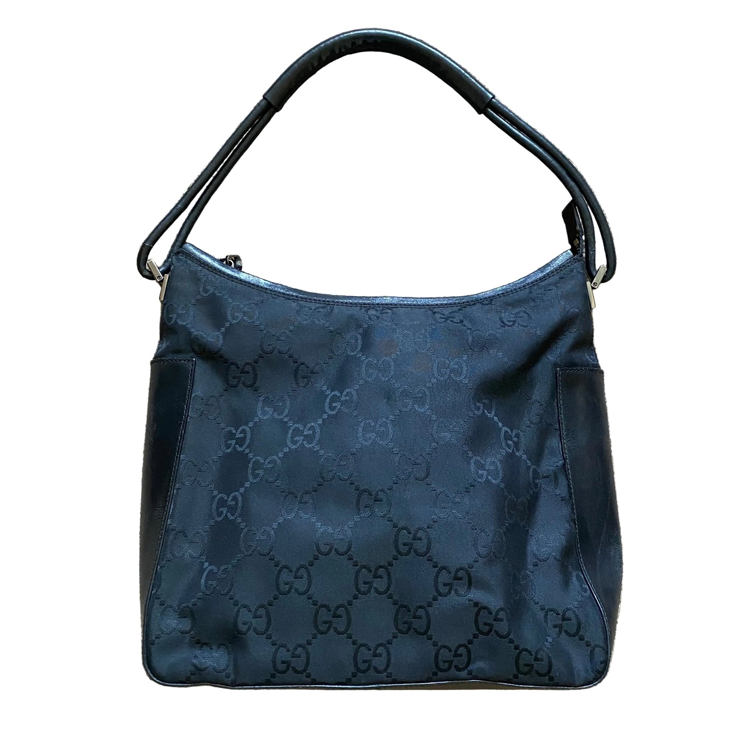 Gucci black GG monogram hobo shoulder bag Authentic with coa