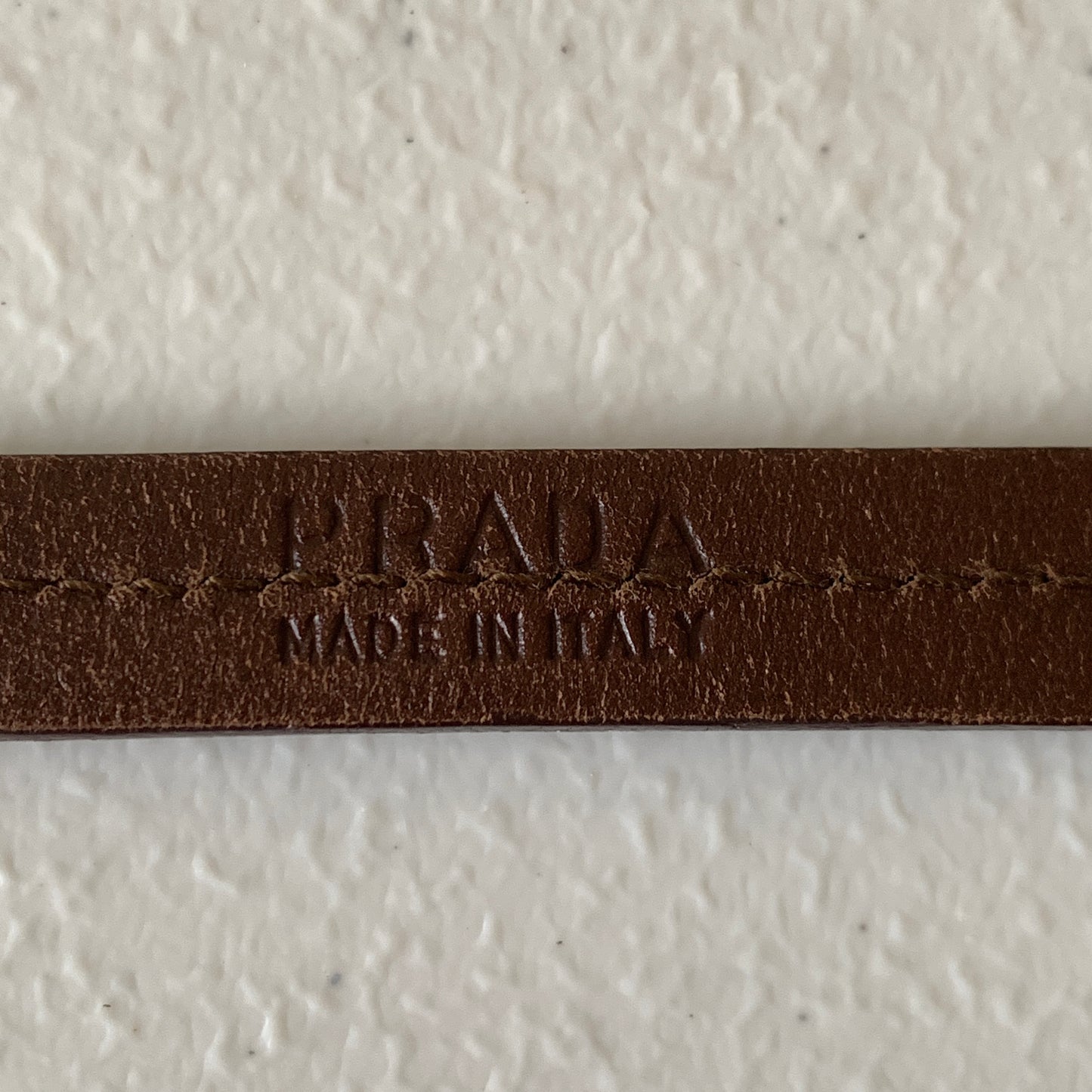 Prada silver logo brown leather belt Authentic with COA size 34 inch 85 cm