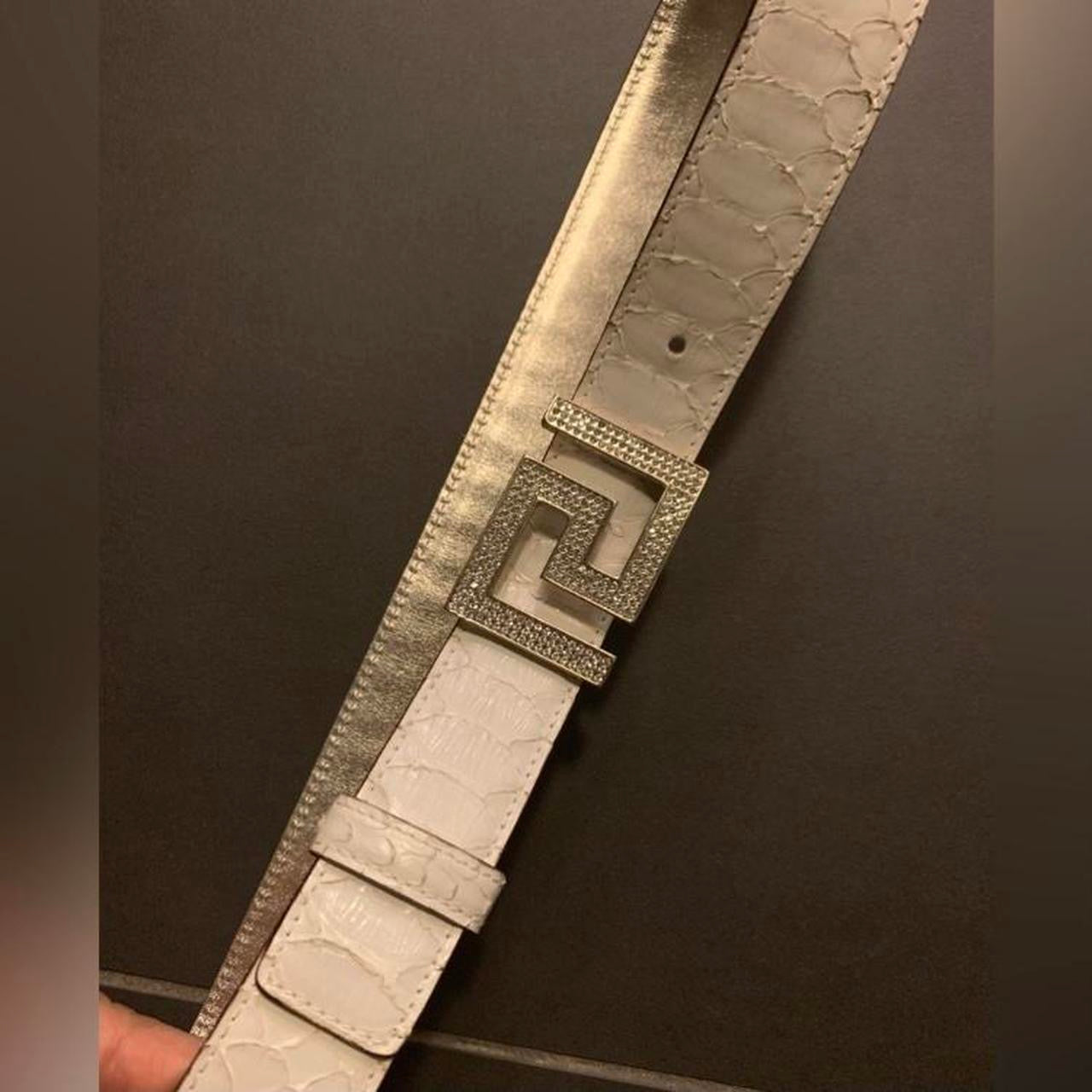 Authentic VERSACE logo ivory exotic leather belt excellent condition size 80cm or 30”