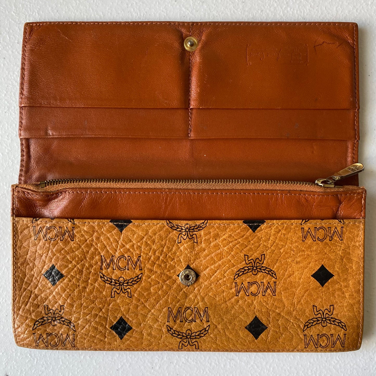 MCM cognac long wallet Authentic with COA 7.7x4.2