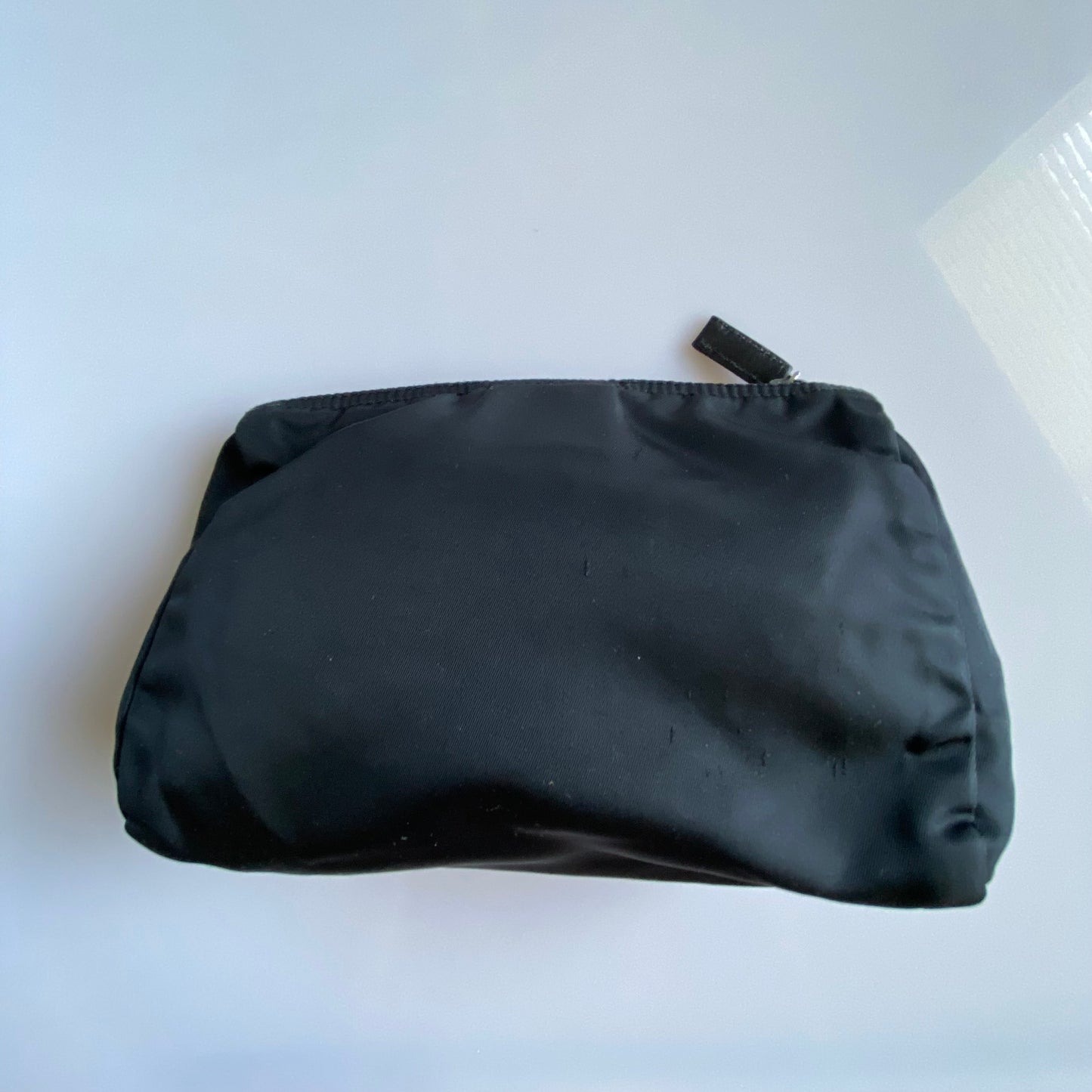 Prada triangle logo black nylon pouch bag authentic with coa