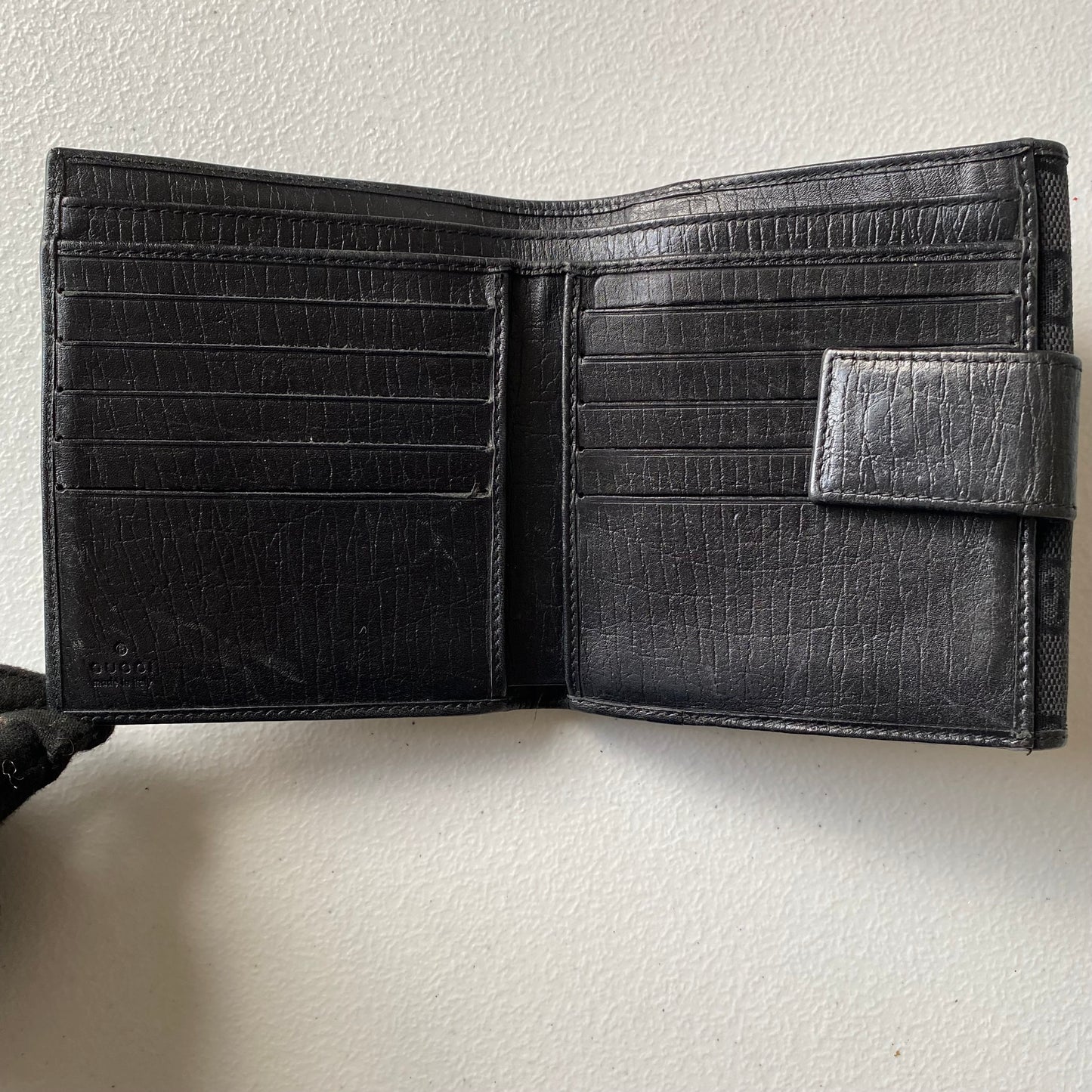 Gucci bamboo black canvas compact wallet Authentic with coa