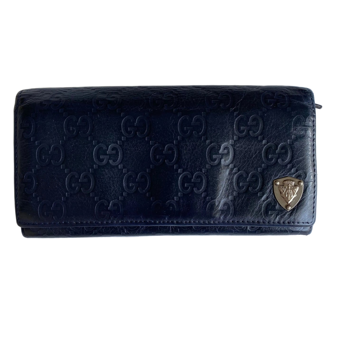 Gucci blue GG monogram long wallet authentic with coa