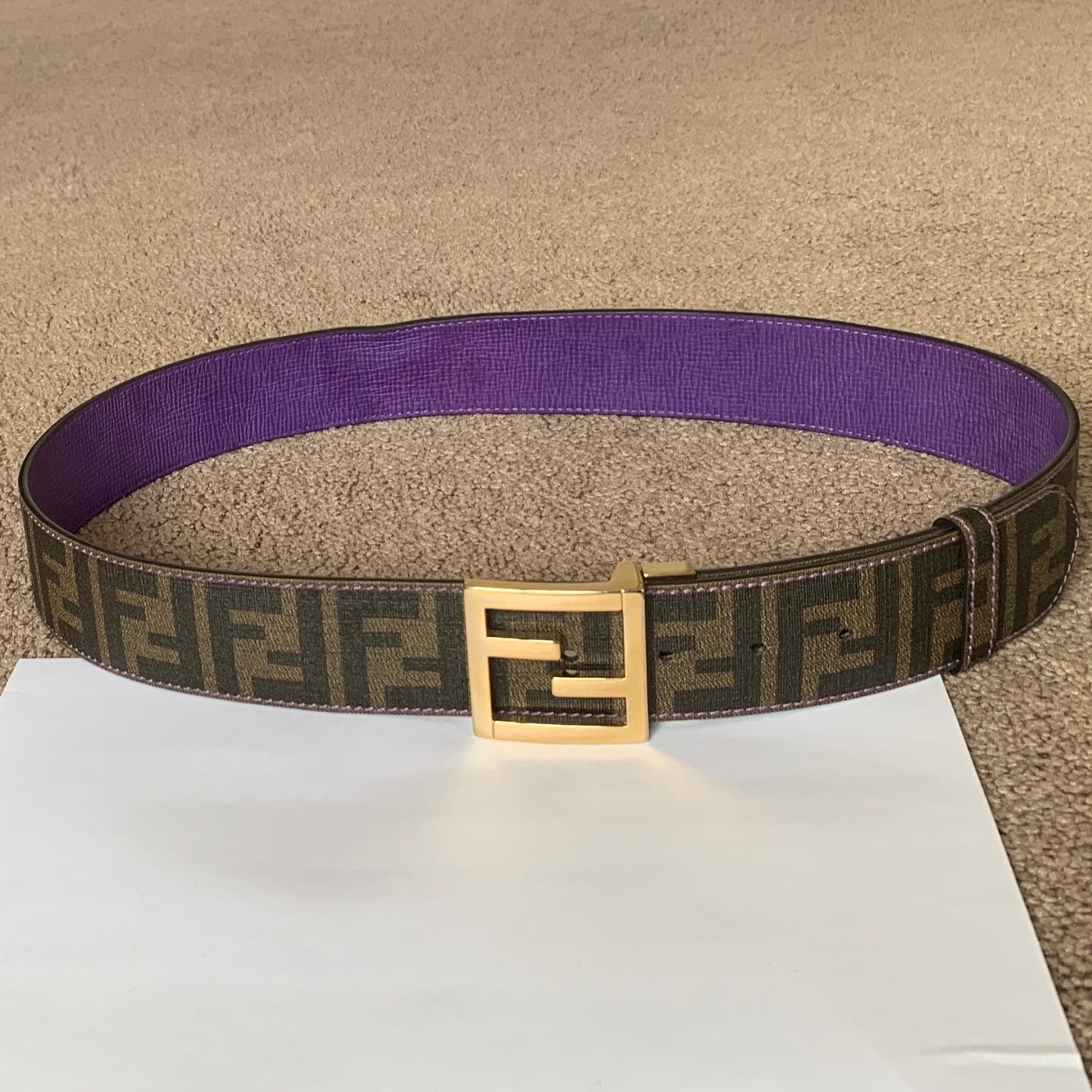 Authentic Fendi double face reversible belt with FF gold buckle