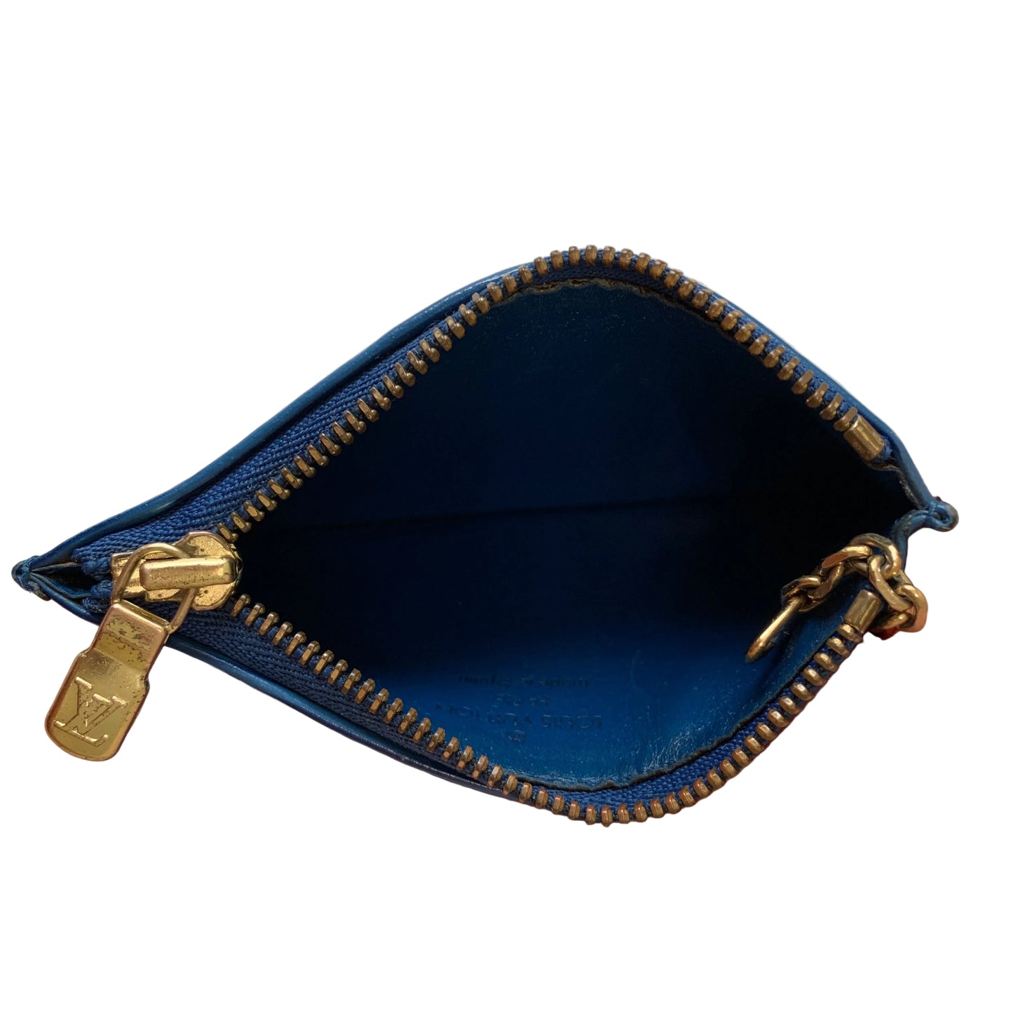 Louis Vuitton blue Epi leather key pouch authentic with COA