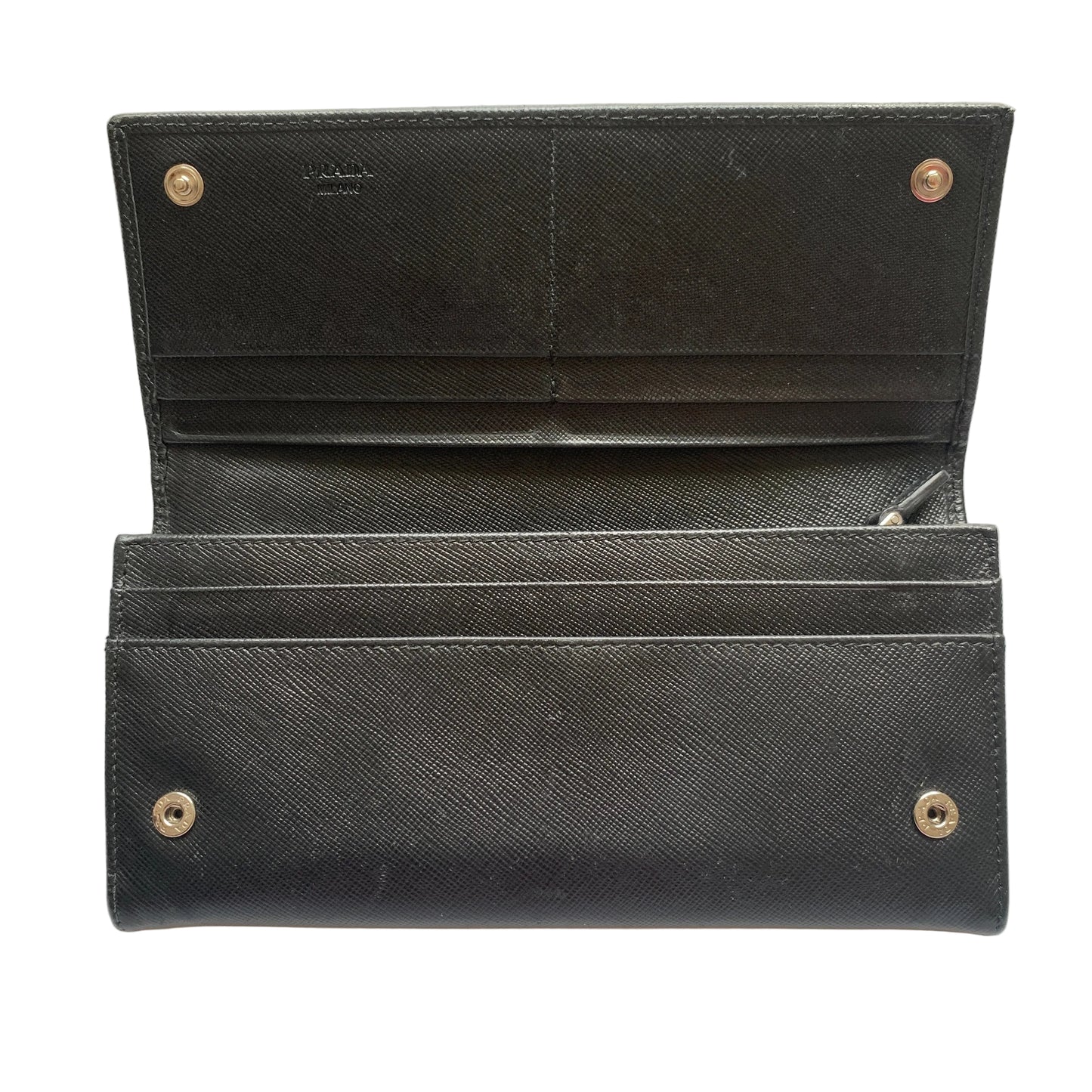 Prada black leather long wallet Authentic with COA 7.3x3.5