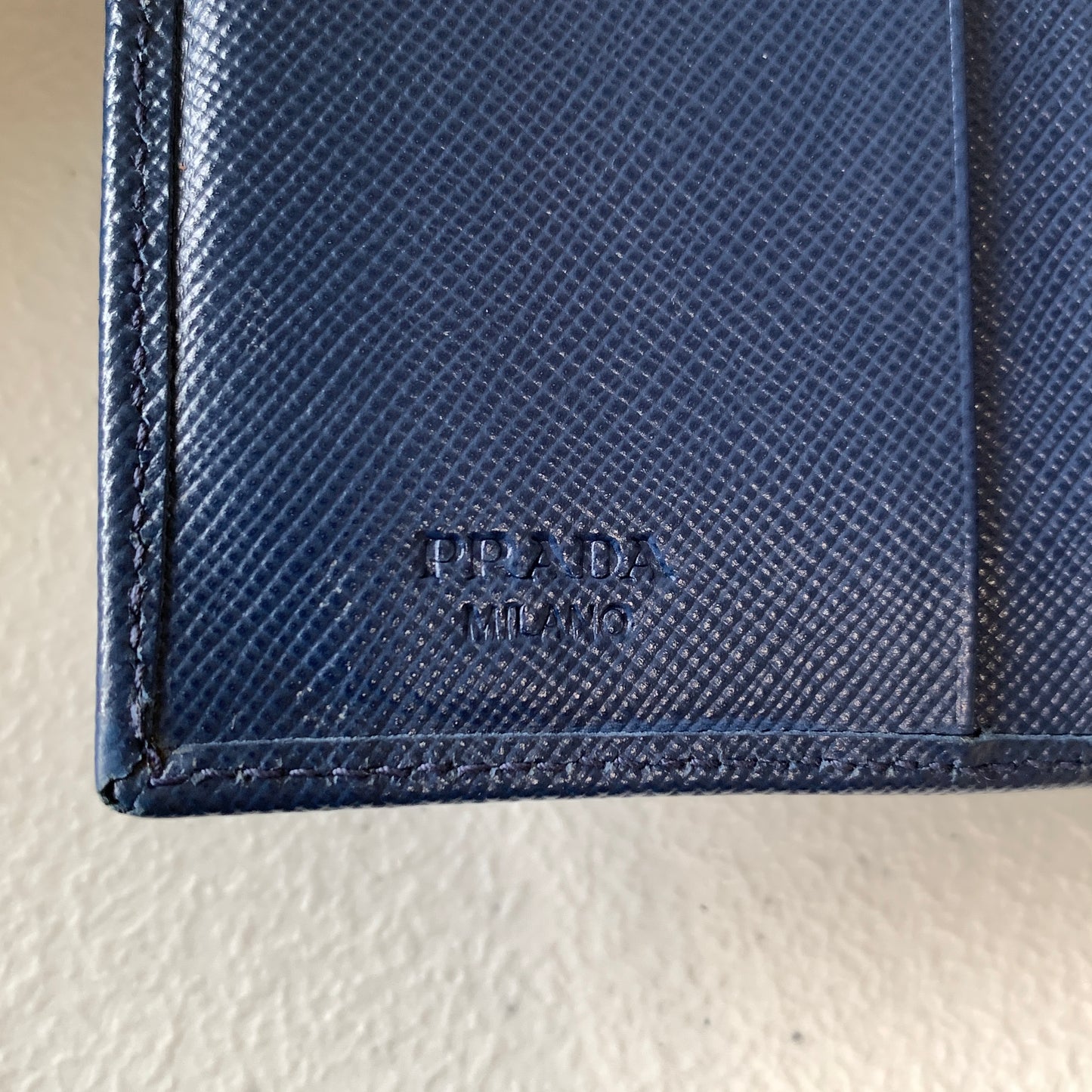 Prada wallet blue saffiano leather compact wallet Authentic with COA