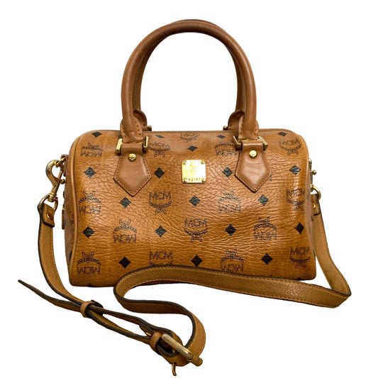 MCM visetos cognac Boston crossbody bag Authentic with COA 11x7x6.5