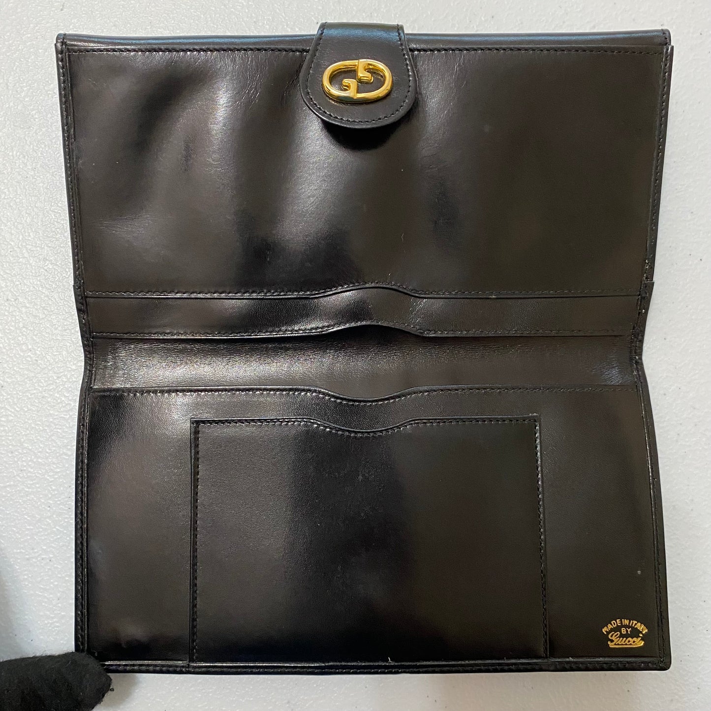 Gucci black vintage sherry line long wallet Authentic with coa