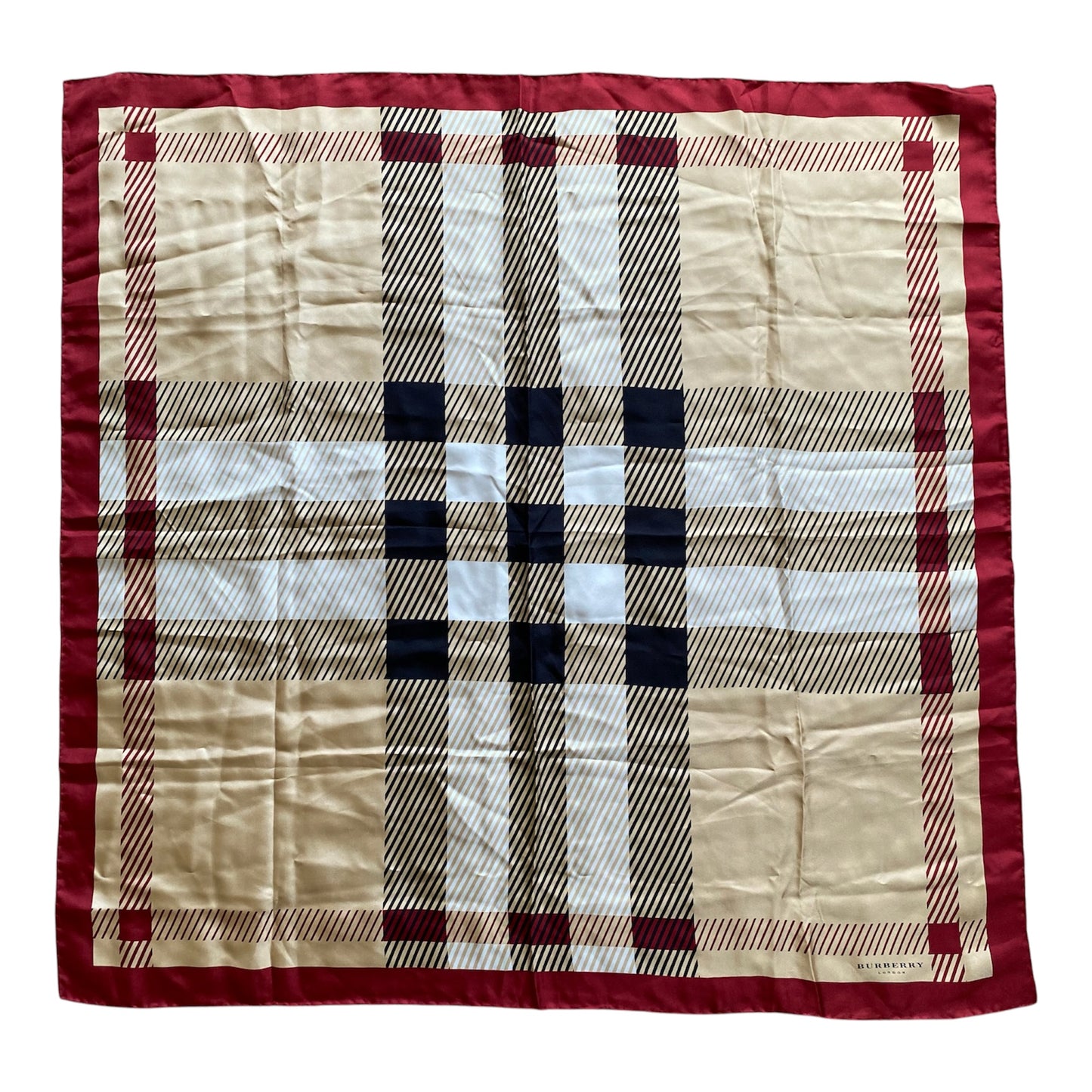 Burberry classic check large silk scarf Authentic with COA 34 inch