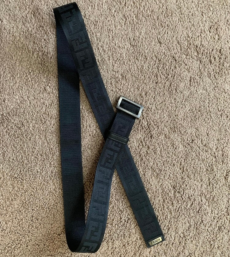 Authentic Fendi unisex FF monogram black belt