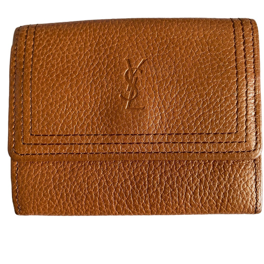 Yves Saint Laurent YSL logo brown wallet Authentic with COA