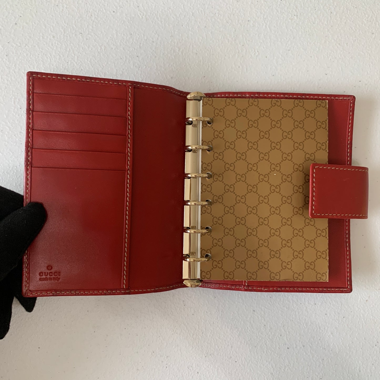 Gucci GG signature red leather agenda Planner authentic with COA