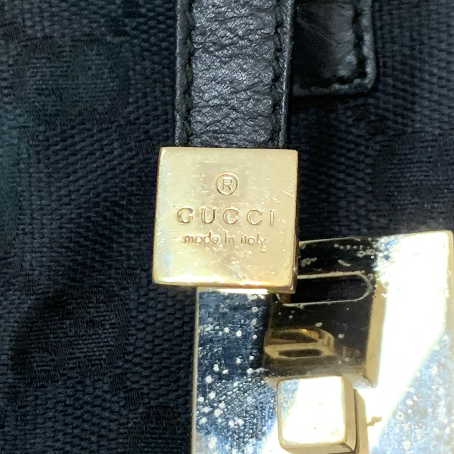 Gucci black monogram Boston bag authentic with COA dusty