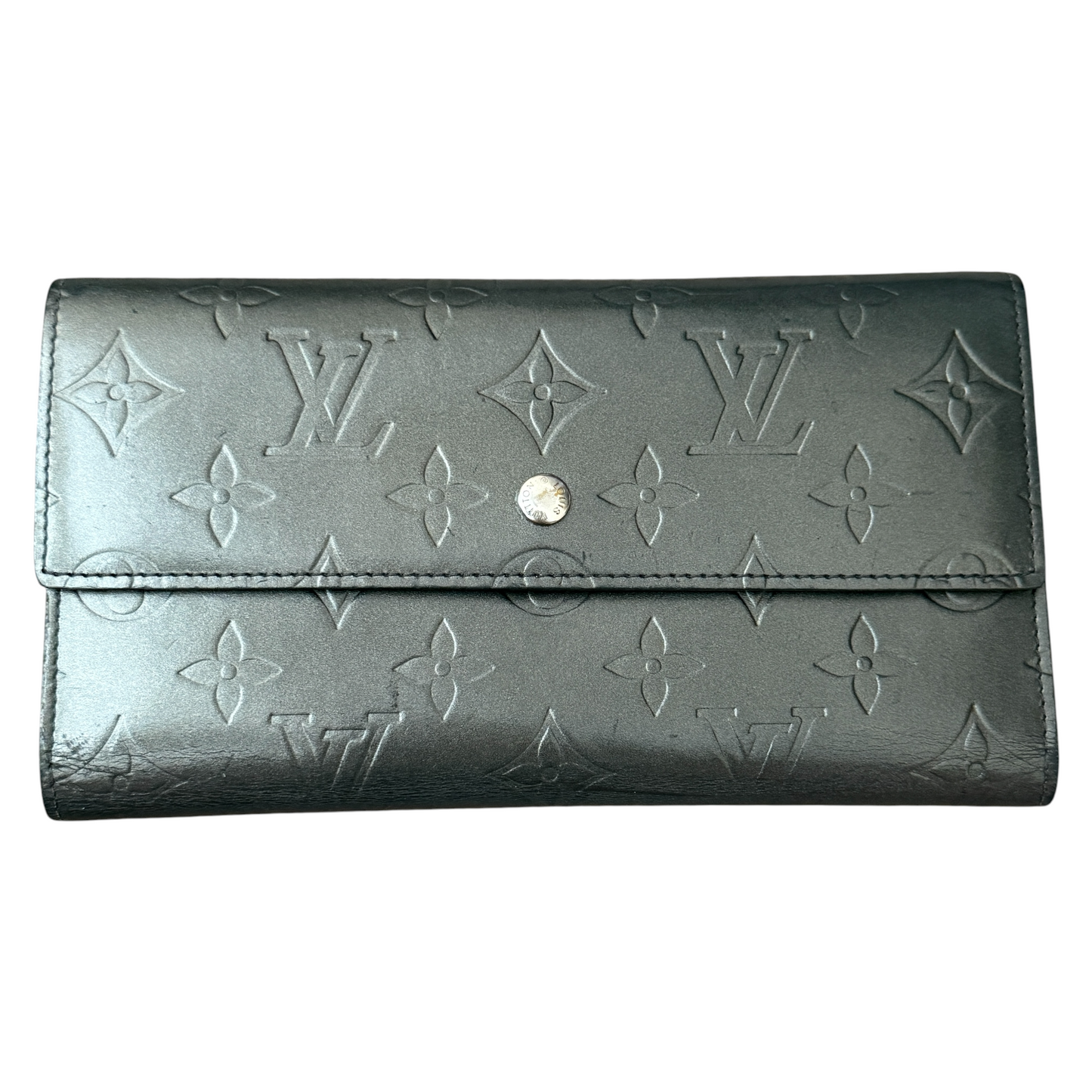 Louis Vuitton long grey matt monogram wallet TH0027 Authentic with COA