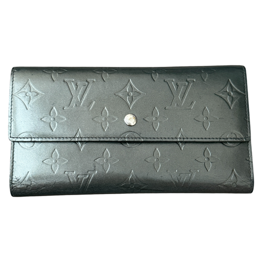 Louis Vuitton long grey matt monogram wallet TH0027 Authentic with COA