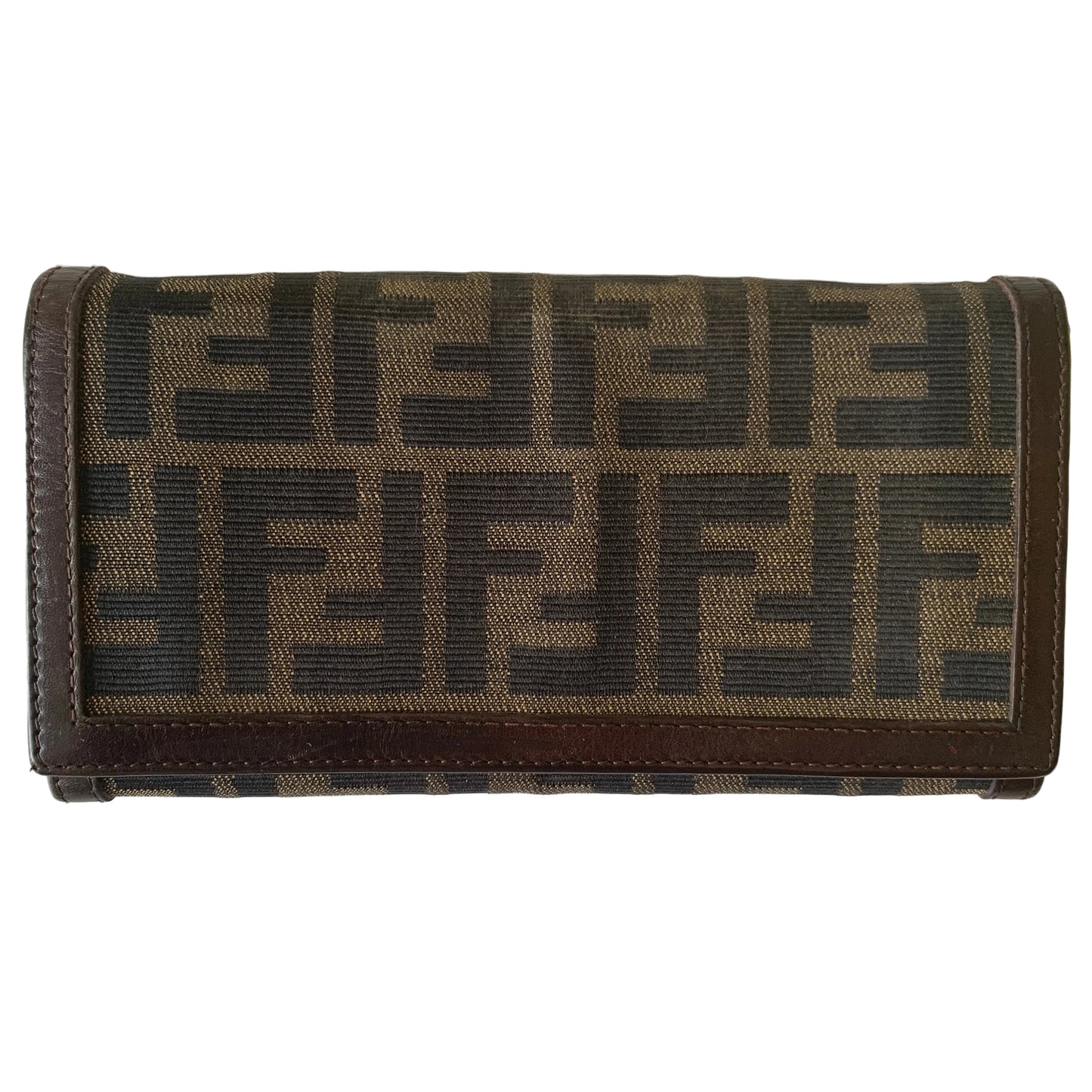 Fendi brown zucca Monogram long wallet Authentic with COA