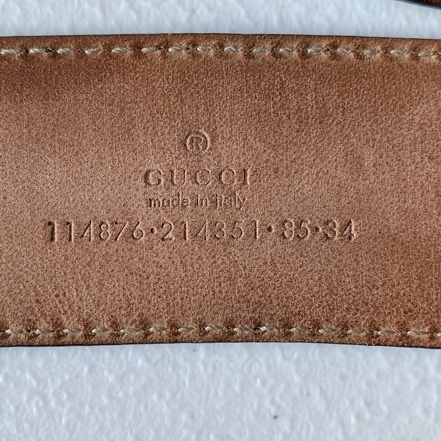 Gucci signature monogram black leather unisex belt Authentic with COA size 36 inch 90 cm