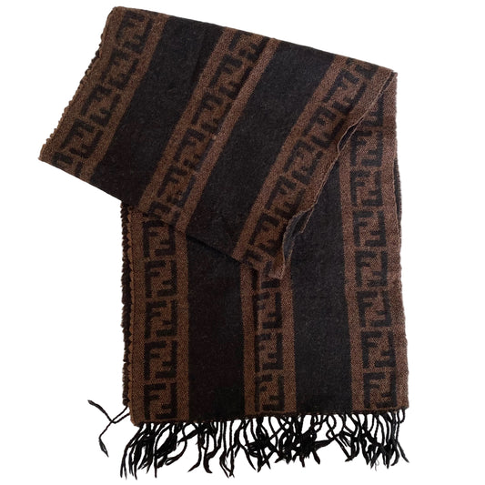 Fendi FF monogram unisex pure wool long scarf authentic with coa 60 inch length 13.5 inch width