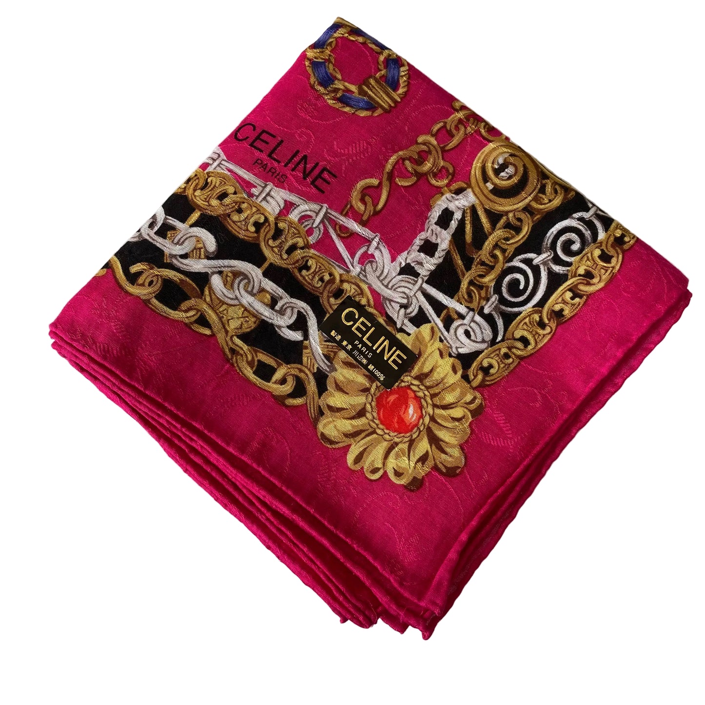 Celine cotton NWT squared scarf Authentic with coa 20 inch