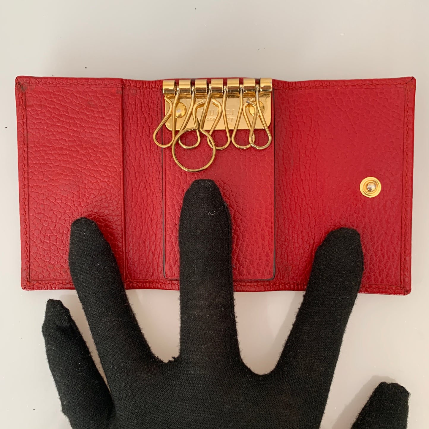 Gucci GG marmont red leather 6 ring Keyholder authentic with COA