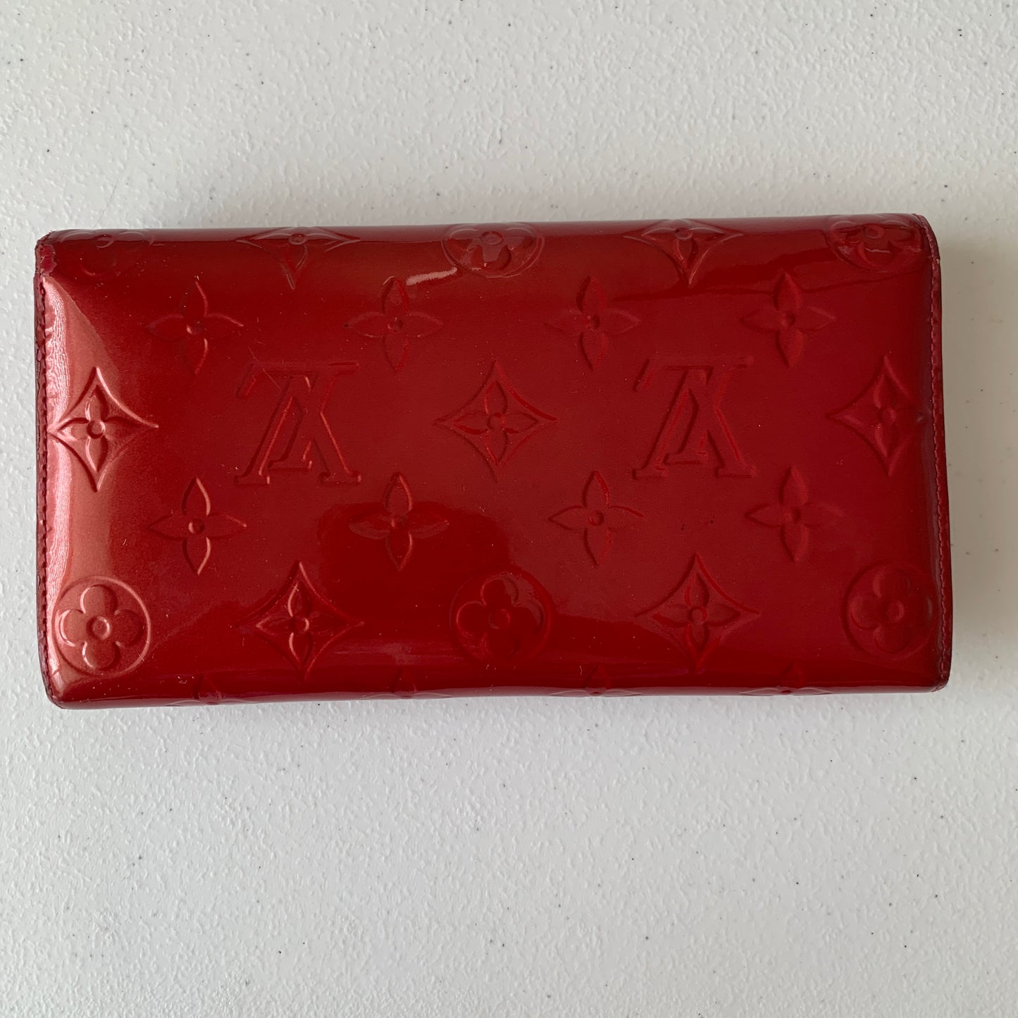 Louis Vuitton monogram Red Vernis patent leather Wallet ts4122 authentic with