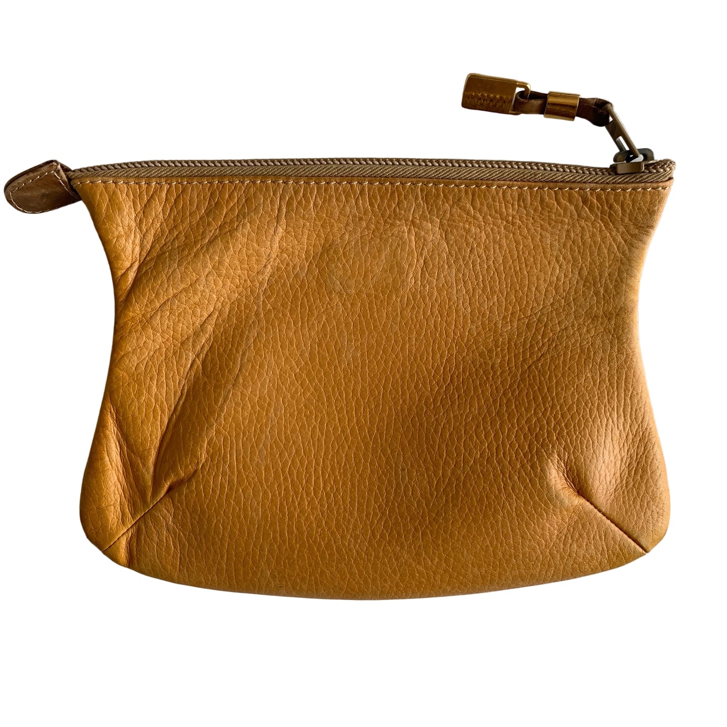 Loewe mustard yellow leather clutch pouch bag Authentic with COA 8.3x6.3