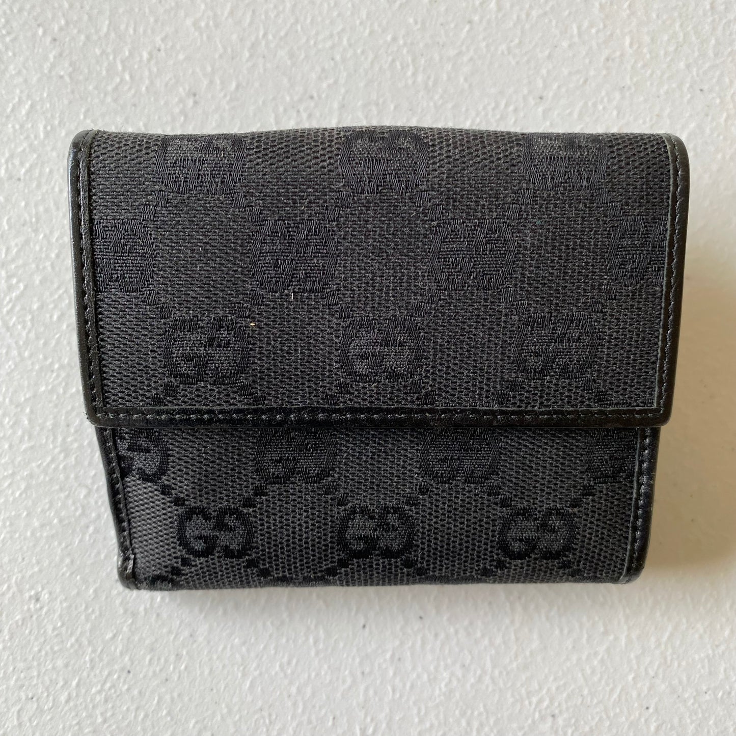 Gucci bamboo monogram black compact wallet Authentic with COA