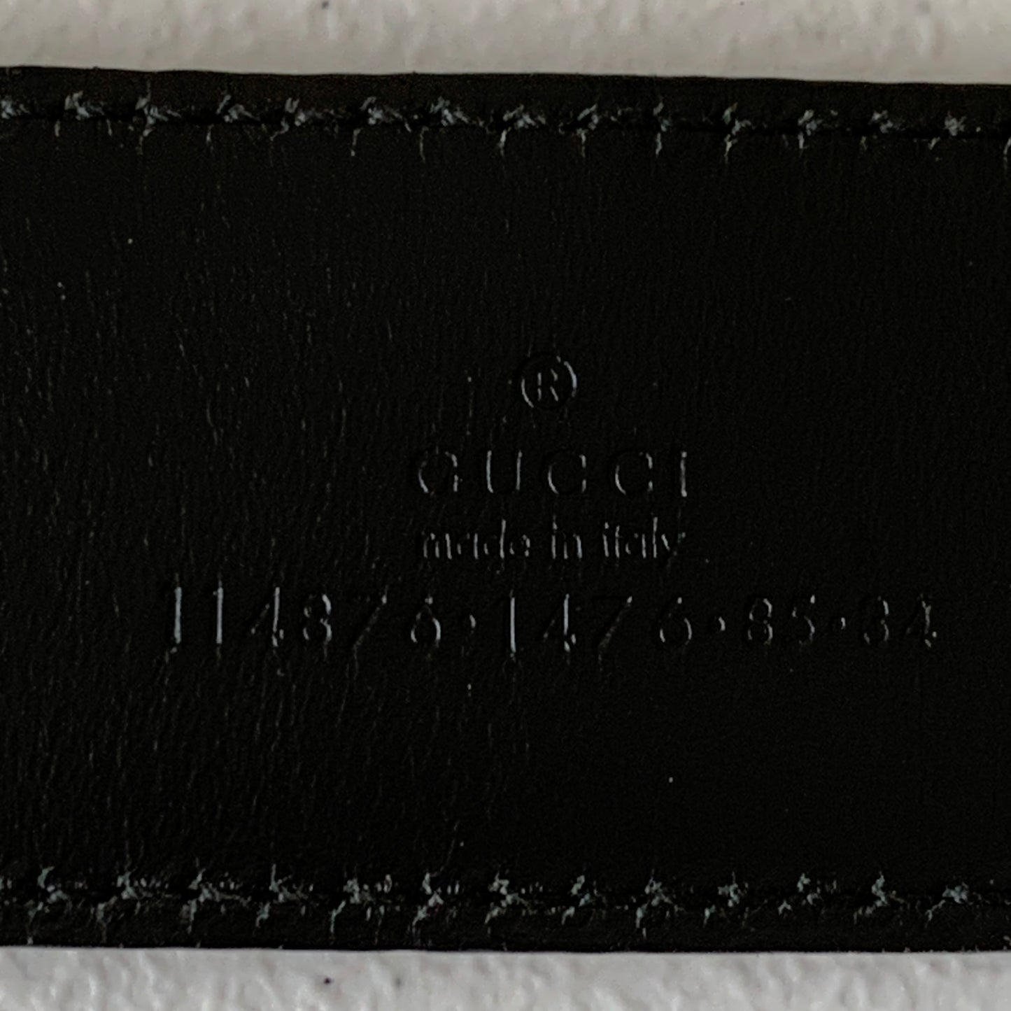 Gucci GG monogram black leather Belt unisex 85cm 34 inch Authentic with COA