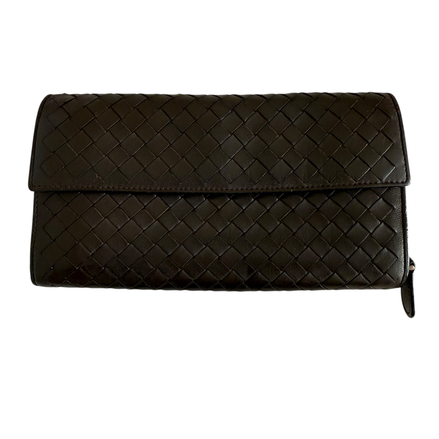 Bottega Veneta intrecciato brown leather long wallet authentic with COA