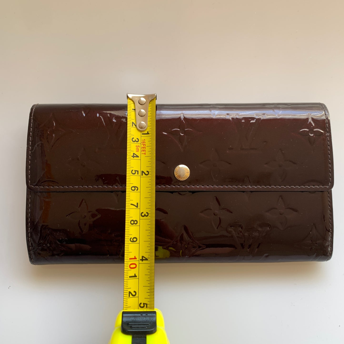 Louis Vuitton monogram vernis amarante patent leather women’s long wallet authe