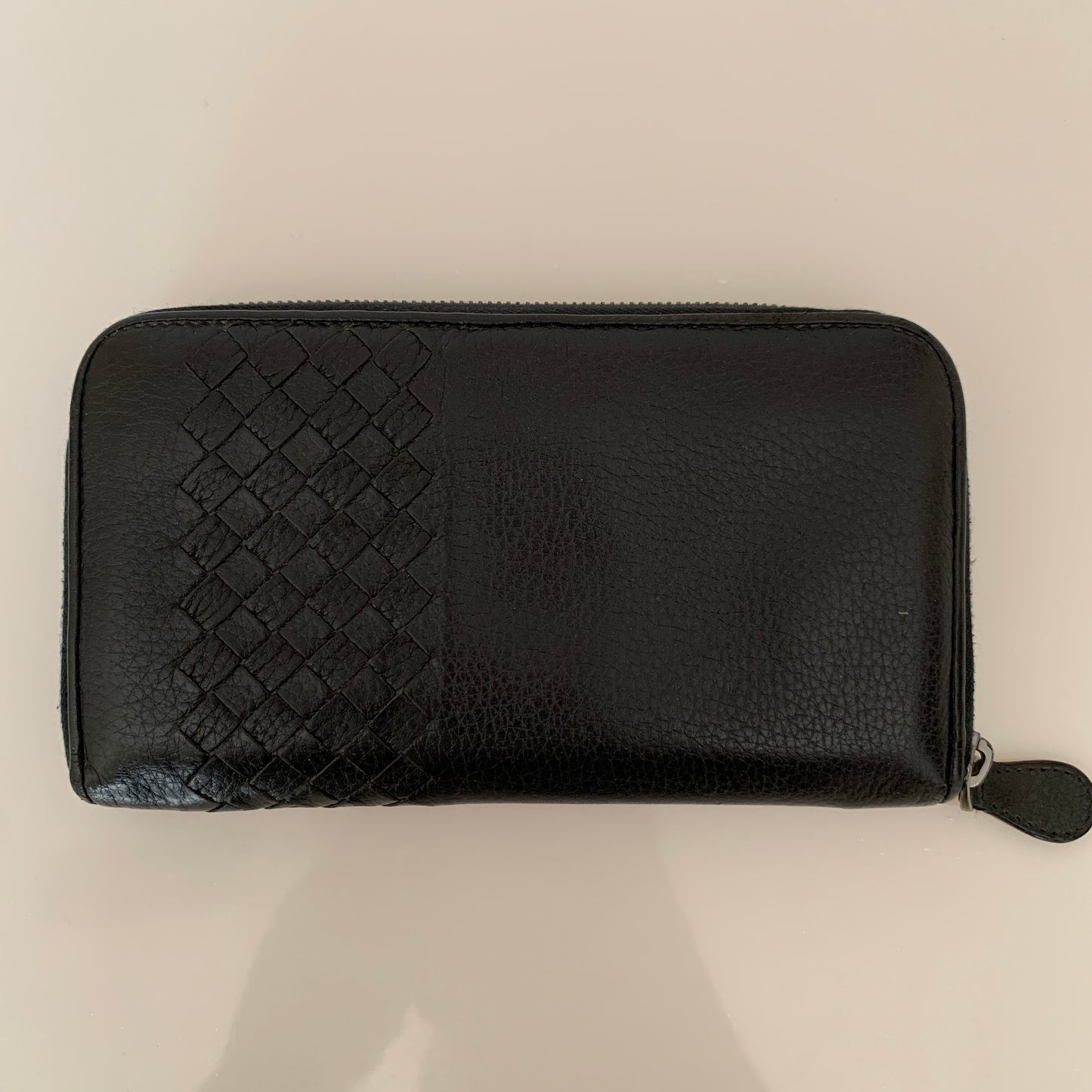 Bottega Veneta long navy blue zip around wallet Authentic with COA