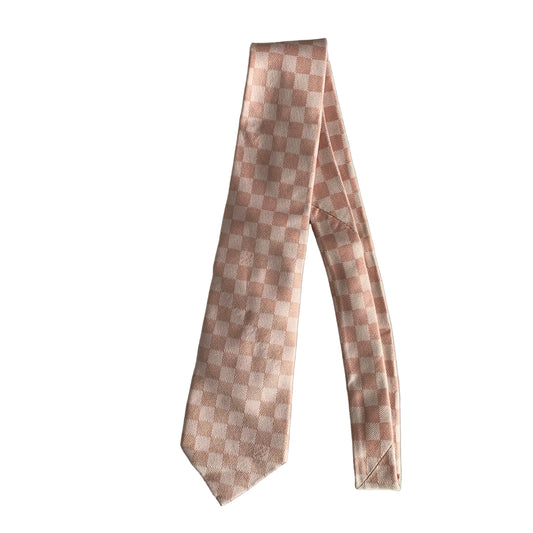 Louis Vuitton pink damier silk Tie authentic with COA