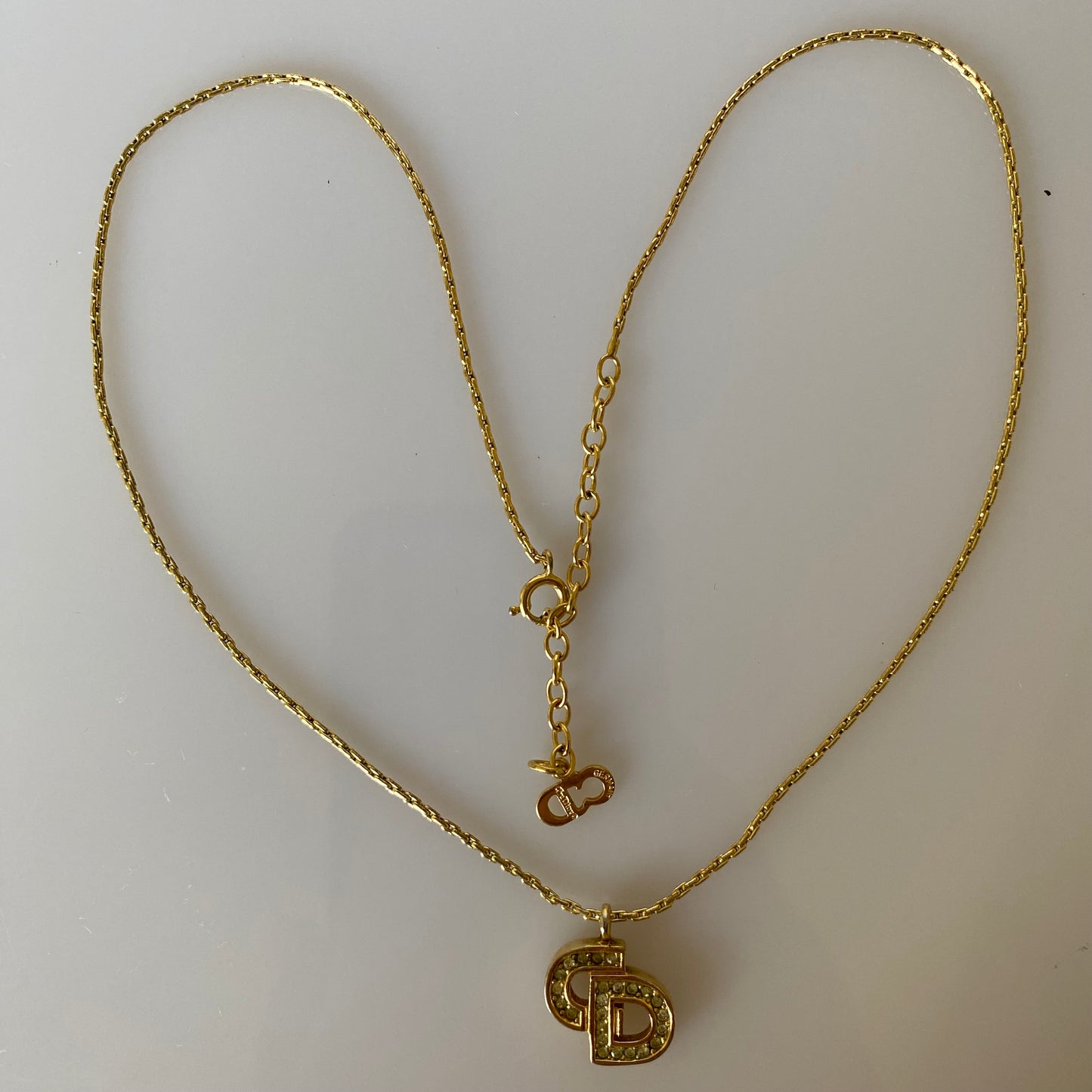 Dior CD logo gold plated adjustable necklace Authentic with COA