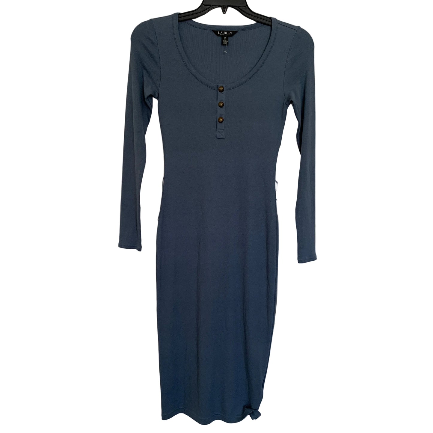 Lauren Ralph Lauren Women’s NWOT Blue long Sleeve waffle knit dress size Small