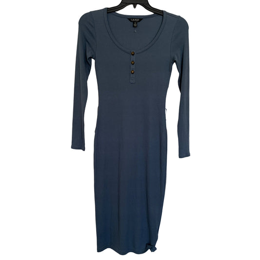 Lauren Ralph Lauren Women’s NWOT Blue long Sleeve waffle knit dress size Small