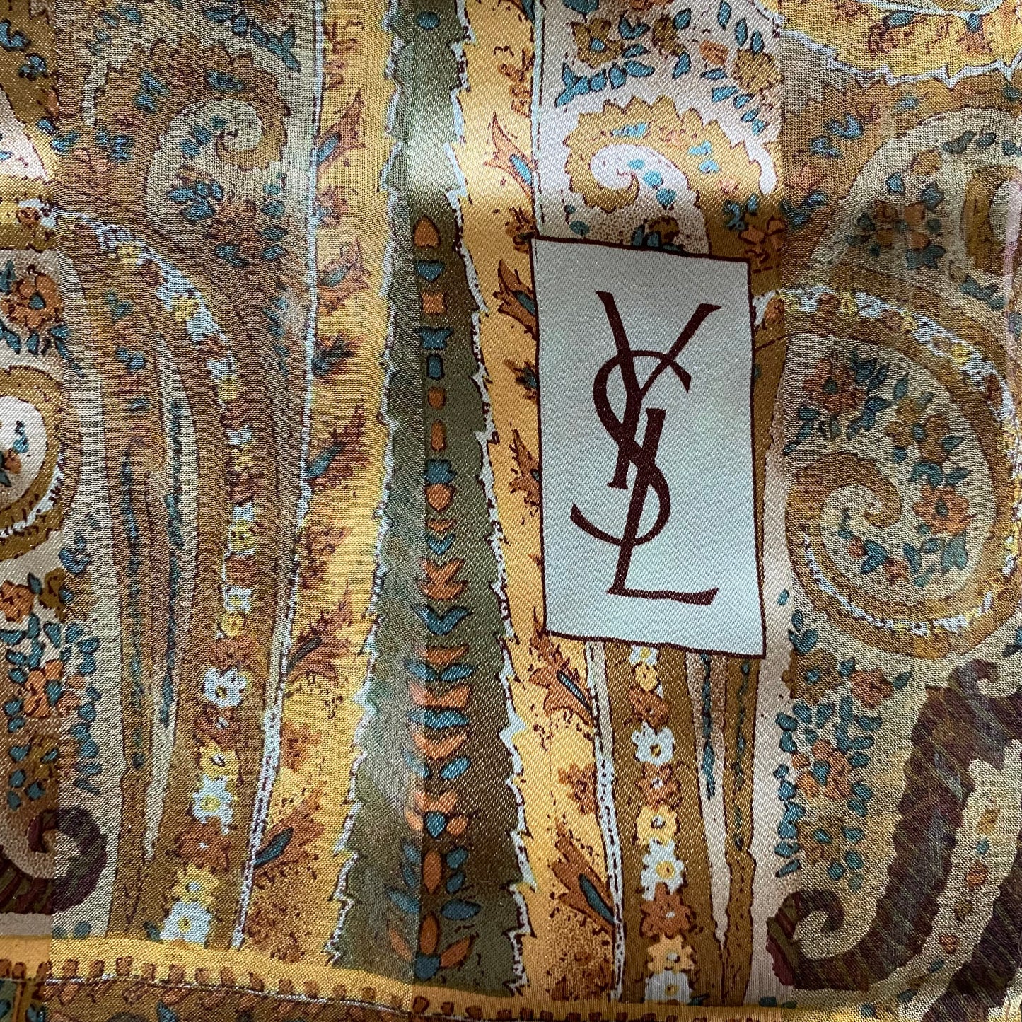 Yves Saint Laurent large long silk Scarf Authentic with COA 68x23