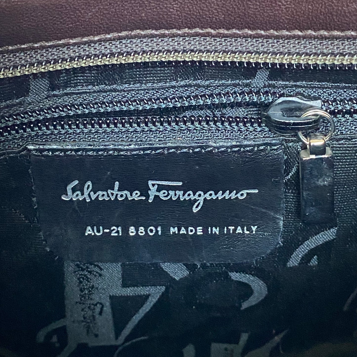 Ferragamo brown leather shoulder bag Authentic with COA 12x10x3.2