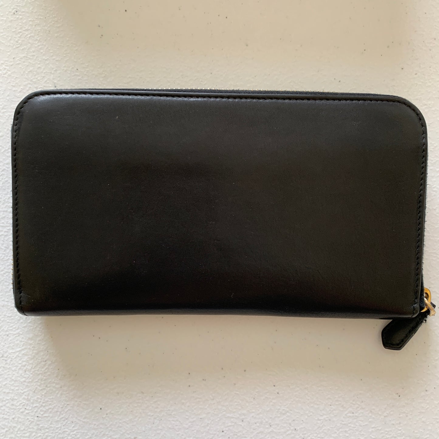 Prada bow long black leather zip around wallet authentic with COA and box