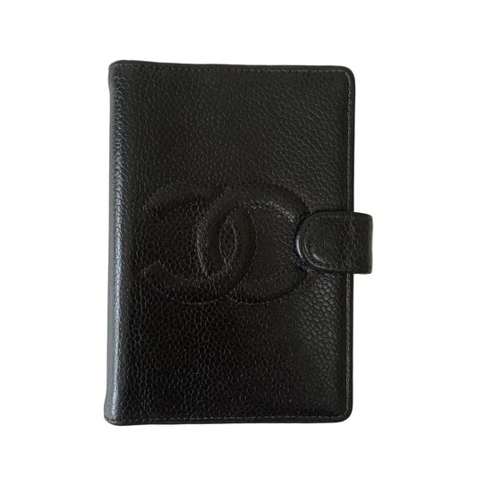 Chanel CC black caviar leather agenda planner Authentic with COA