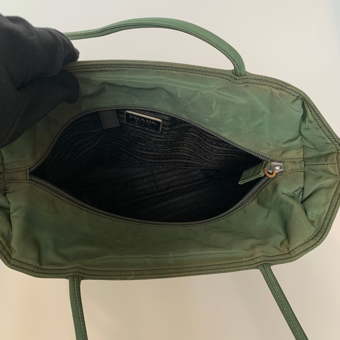 PRADA green nylon shoulder bag Authentic with COA 14.5x11.2x3.5