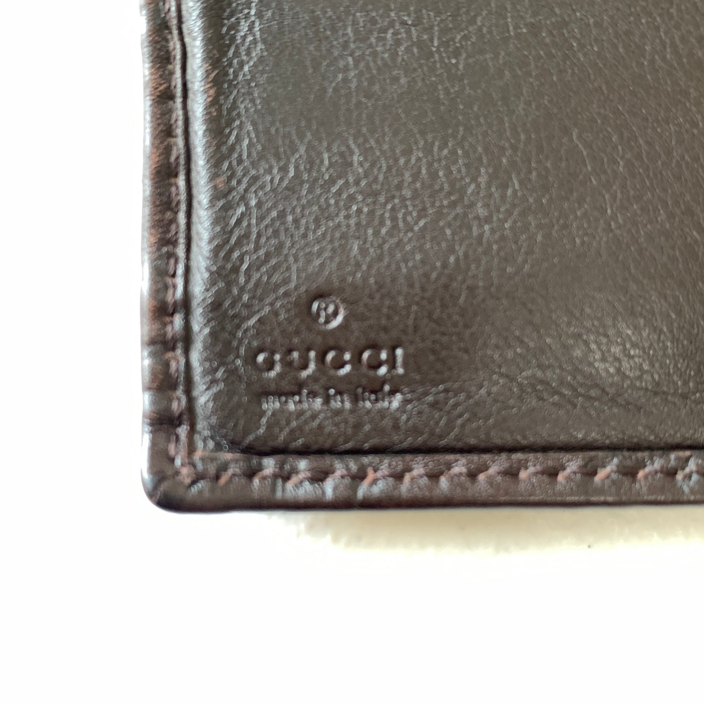 Gucci monogram brown leather men’s bifold wallet Authentic with COA