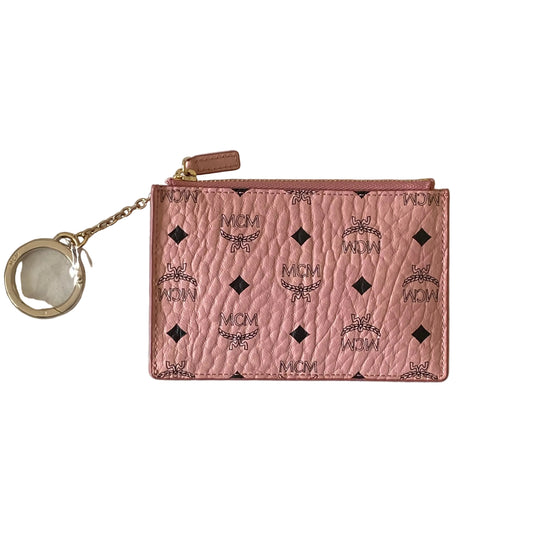 MCM pink key coin pouch authentic with COA box dusty