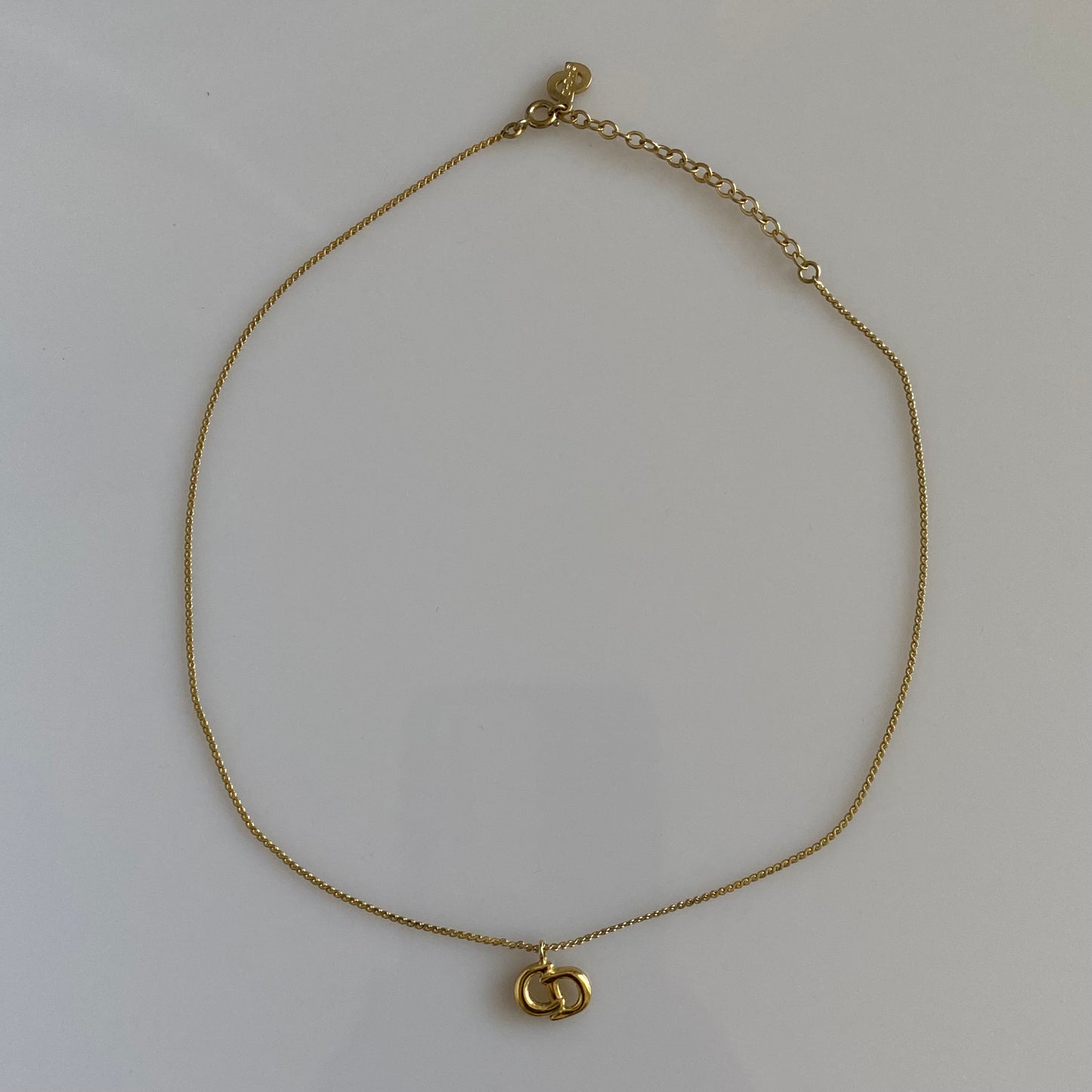 Dior CD initial pendant gold plated necklace with extender Authentic with coa