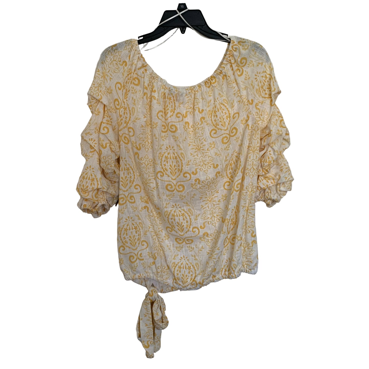 Vince Camuto Womens NWT yellow cream blouse size medium